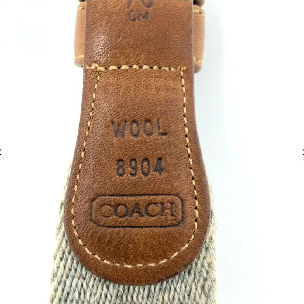 Coach Surcingle Belt Wool Webbing Leather Trim Brass Buckle‎ 28